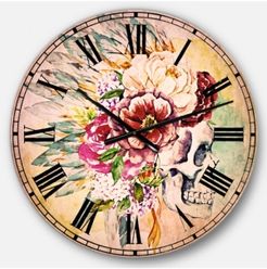 Floral Oversized Round Metal Wall Clock