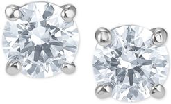 Silver-Tone Cubic Zirconia Stud Earrings