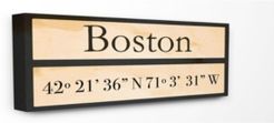 Wood City Coordinates Boston Canvas Wall Art, 10" x 24"