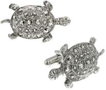 1928 Jewelry Silver-Tone Turtle Cufflinks