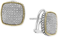 Effy Diamond Pave Cushion Earrings in Sterling Silver & 18k Gold-Plate