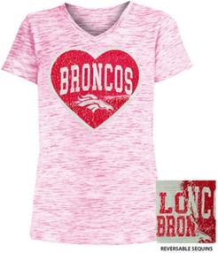 Big Girls Denver Broncos Heart Flip Sequin T-Shirt