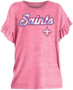 Big Girls New Orleans Saints Ruffle Foil T-Shirt