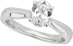 Gia Certified Diamond Oval Solitaire Engagement Ring (1 ct. t.w.) in 14k White Gold
