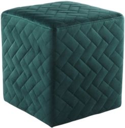 Alexis Quilted Velvet Cube Ottoman