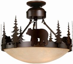 Bozeman Amber Glass Rustic Bear Semi-Flush Mount Light or Pendant