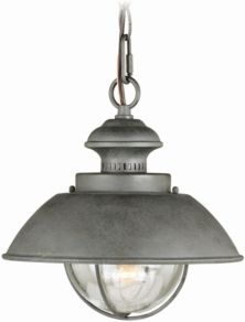 Harwich Coastal Farmhouse Barn Clear Seeded Glass Pendant Light