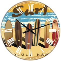 Surfing in Honolulu Hawaii Large Nautical & Coastal Wall Clock - 36" x 28" x 1"