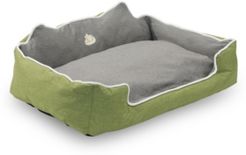 Water Resistant Rectangle High Back Bolster Comfort Pet Bed, 25"x21" Dog Bed with Removable and Reversible Insert Cushion Bedding