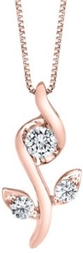 1/0 ct. t.w.Diamond Rose Pendant in 14k White, Yellow or Rose Gold