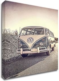 Surfers Vintage-Inspired Vw Bus by Edward M. Fielding Print on Canvas, 30" x 45"