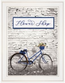 Flower Shop Bicycle by Lori Deiter, Ready to hang Framed Print, White Frame, 15" x 19"