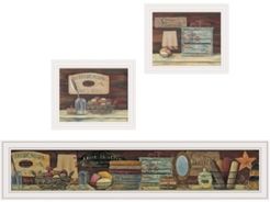 Country Bath Ii 3-Piece Vignette by Pam Britten, White Frame, 39" x 14"