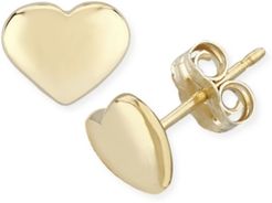 Flat Heart Stud Earrings Set in 14k Gold (8mm)