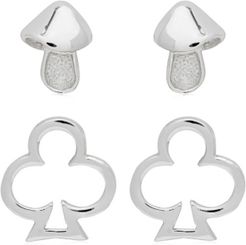 Link Up 2-Piece Set Mushroom and Club Sterling Silver Stud Earrings