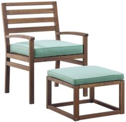 Acacia Wood Outdoor Patio Chair with Pull Out Ottoman