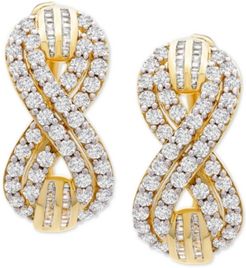 Diamond Infinity Small Hoop Earrings (2 ct. t.w.) in Gold-Plated Sterling Silver, 0.95", Created for Macy's
