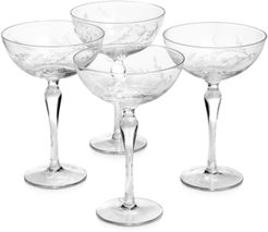 Etched Floral Coupe Glasses, Set of 4, Created for Macy's