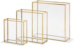 Square Vases with Gold Metal Trim - Set of 3