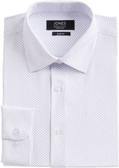 Slim-Fit Performance 4-Way Stretch Tech White/Blue Dotted Diamond-Print Dress Shirt