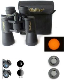 8 - 24 x 50mm Zoom Binocular Kit with Solar Filter Caps