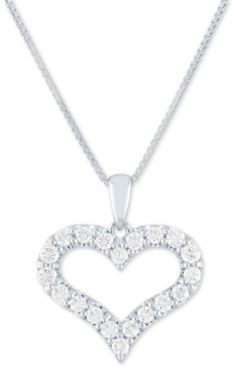 Lab Grown Open Heart 18" Pendant Necklace (1/2 ct. t.w.) in Sterling Silver