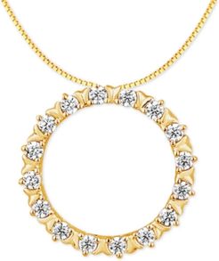 Diamond Circle 18" Pendant Necklace (1/4 ct. t.w.) in 14k Gold