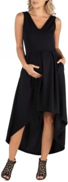 Sleeveless Fit N Flare High Low Maternity Dress