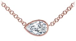 Tribute Collection Pear Diamond (1/3 ct. t.w.) Necklace with Mill-Grain in 18k Yellow, White and Rose Gold