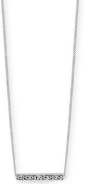 Filigree Bar Pendant Necklace in Sterling Silver, 18" + 2" extender