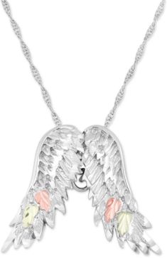Wing Pendant 18" Necklace in Sterling Silver with 12K Rose and Green Gold