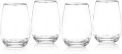 Wine Glasses, Set of 4 Vintage Stemless Wine Glasses
