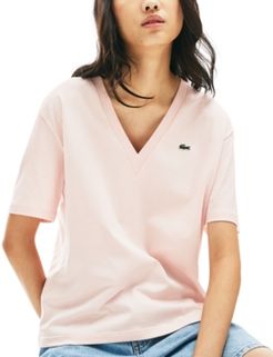 Relaxed-Fit Solid Cotton-Jersey V-Neck T-Shirt