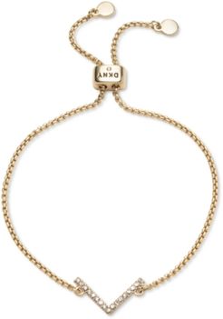Gold-Tone Crystal Chevron Bolo Bracelet