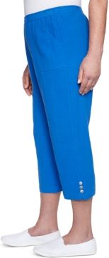 Petite Laguna Beach Cotton Gauze Button-Trim Capri Pants