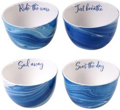 Certified International Fluidity 4-Pc. Ice Cream Bowl with Saying asst.