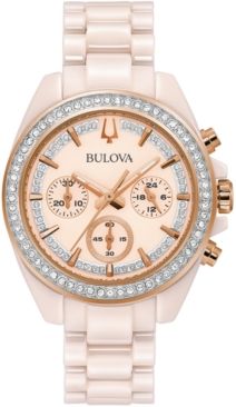 Chronograph Blush Ceramic Bracelet Watch 37mm, Created for Macy's