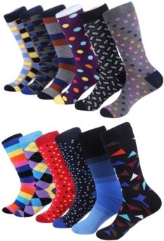 Bold Designer Dress Socks Pack of 12