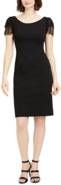 Petite Glitter-Sleeve Sheath Dress