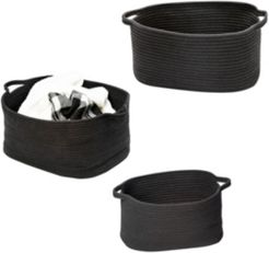 Set of 3 Black Cotton Coil Baskets