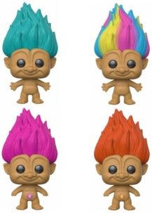 Pop Trolls Good Luck Trolls Collectors Set 1 - Teal Troll, Rainbow Troll, Pink Troll, Orange Troll