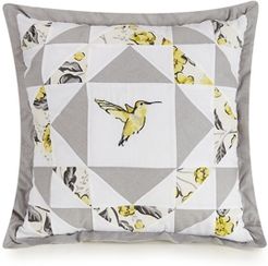 Hummingbird Blooms Star Embroidered Decorative Pillow
