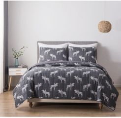 Moose Full/Queen Cotton Quilt and Sham Set