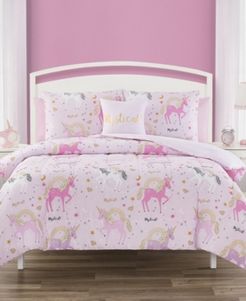 Golden Unicorn Twin 5 Piece Comforter Set Bedding