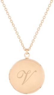 14K Rose Gold Plated Isla Initial Long Locket Necklace