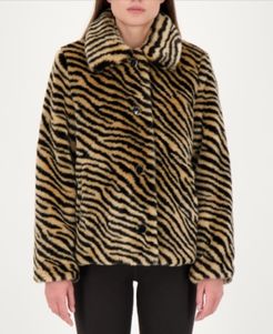 Zebra-Print Faux-Fur Coat