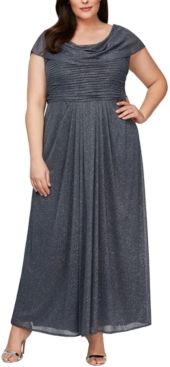 Plus Size Cowlneck Glitter Gown