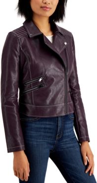 Juniors' Faux-Leather Moto Jacket