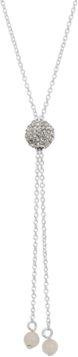 Rose Quartz Crystal Fireball 30" Lariat Necklace in Fine Silver-Plate