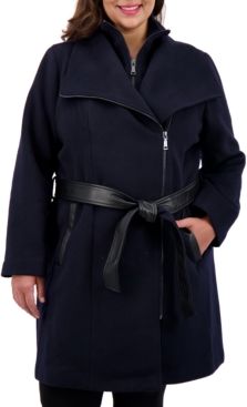 Plus Size Belted Wrap Coat, Created for Macy's